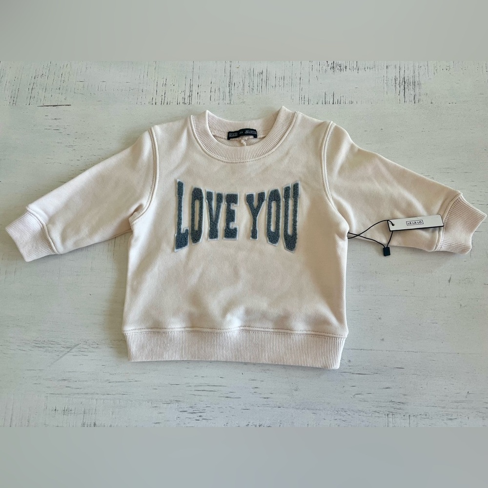NWT- LE LA LO Love You Chenille Sweatshirt